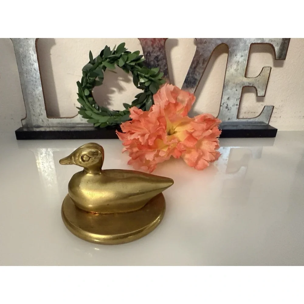 Vintage‎ Brass Mallard Duck Paperweight Desk Decor 2.25
